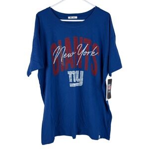 '47‎ Brand New York Giants T-Shirt Womens L Blue NFL Graphic Tee Relaxed NWT